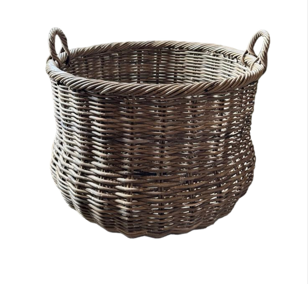 Kubu Round Rattan Belly Basket - Large
