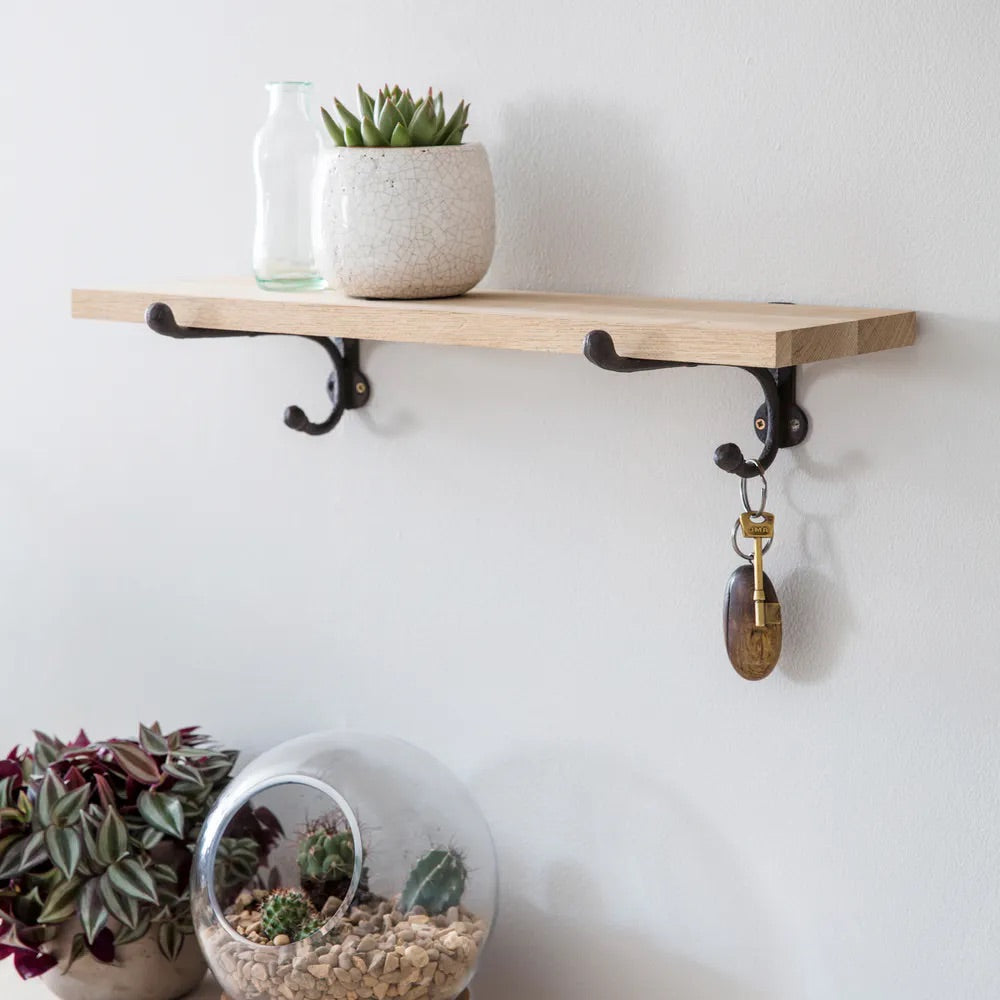 Oak &amp; Cast Iron Shelf - Small